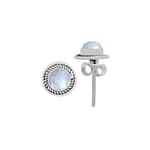 Raina Round Moonstone Silver Stud Earrings