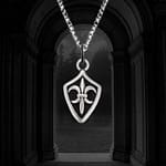 Shield Steel Fleur De Lis Necklace
