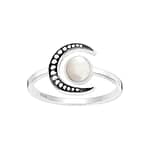 Madrona Mother of Pearl Ring with Moon Silver