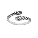 Two-headed Adjustable Snake Ring Silver