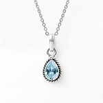 Indra Blue Topaz Crystal Sterling Silver Necklace