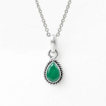 Indra Green Onyx Crystal Sterling Silver Necklace