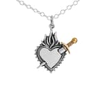 Dagger Heart Necklace Silver & Bronze