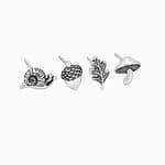 Autumn Nature Earrings Silver Studs Set