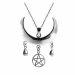 Moon Priestess Pentagram Silver Pendant