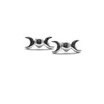 Triple Moon Silver Stud Earrings