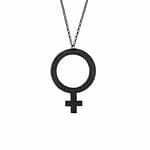 Feminist Black Wooden Female Sign Necklace