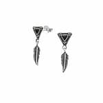 Bohemian Feather Silver Stud Earrings