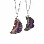 Crescent Moon Raw Amethyst Necklace