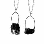 Raw Silver Dipped Irregular Shaped Tourmaline Necklace