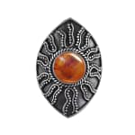 Shield Amber Silver Ring