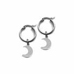 Crescent Moon Earrings Stainless Steel Hoops