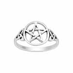 Pagan Pentagram Silver Ring