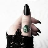 gaia-green-seraphinite-silverring-finger-front-hellaholics