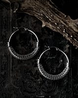 Mesh hoops stainless steel on black background with horn detail