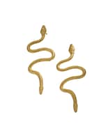 Serpentine Fire XL Stainless Steel Gold Snake Earrings-front (1)