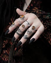 theia-gaia-tyra-elara-amber-gren-mushroom-pegan-pentagram-magick-silver-rings-mix-hellaholics (1)