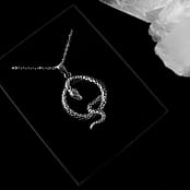 Serpent snake silver necklace with silver chain in black gift box
