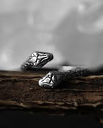 double headed sterling silver adjustable snake ring on brown branch hellaholics