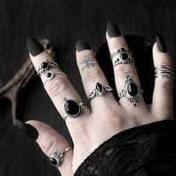 Occult ring combo with all black stone rings