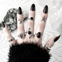 pentagram-duo-serpent-snake-onyx-gaia-rutile-silver-rings-hellaholics