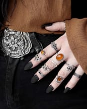 pagan-pentagram-duo-serpent-mushroom-gaia-thyra-elara-amber-silver-rings-mix-2-hellaholics