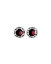 raina-round-garnet-silver-stud-earrings-hellaholics-front