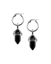 obsidian-earrings-stainless-steel-hoops-front-hellaholics