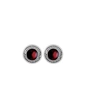 raina-round-garnet-silver-stud-earrings-hellaholics-front