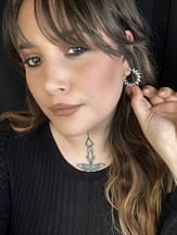 embla-stainless-steel-leaf-hoops-hellaholics-on-model
