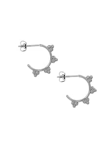 Petite creol hoop earrings with a butterfly back on a white background