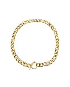 Gold coloured short chain t-bar necklace