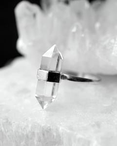 Clear Crystal Quartz Silver Ring