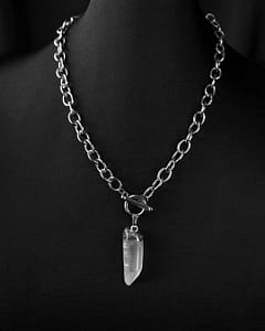 Rheda Clear Quartz Stainless Steel Crystal Necklace