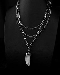 Riki Triple Layer Clear Quartz Stainless Steel Crystal Necklace