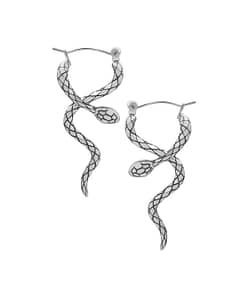 stainless steel snake earrings on white background two