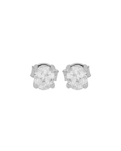 Reign Silver Cut Stone Clear Quartz Stud Earrings