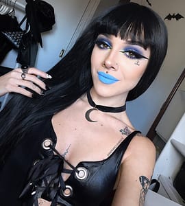 gothic beauty and mua @sandrarclemente in hellaholics crecent moon choker