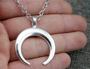 hunting moon crescent necklace hand