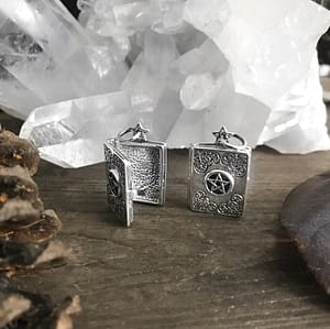 Sterling silver Grimoire pentagram locket pendant