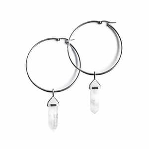 Clear Quartz Stainless Steel Hoops