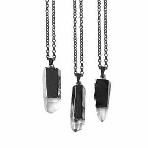 Gunmetal Crystal Quartz Necklace