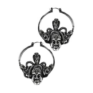 Large hoop earrings with the head of Medusa.