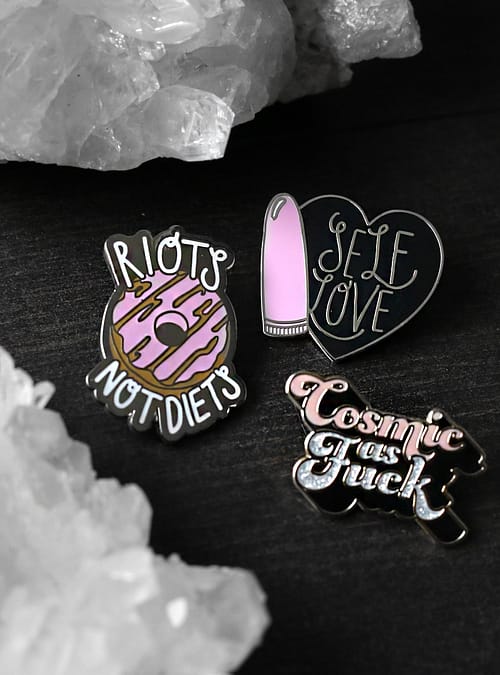 riots-not-diets-self-love-cosmic-as-fuck-pins-punky-pins-hellaholics