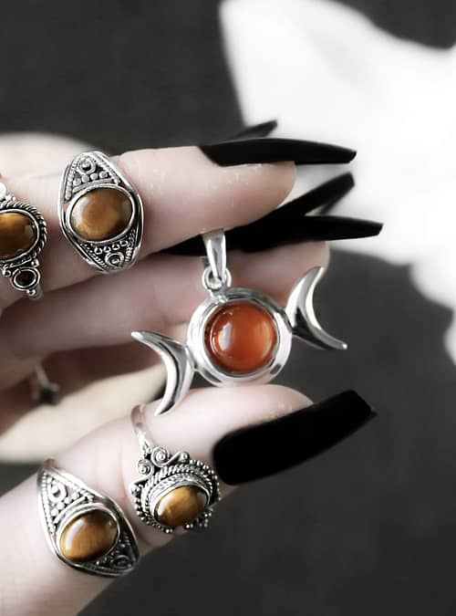 triple-moon-amber-silver-pendant-tiger-eye-silver-rings-hellaholics