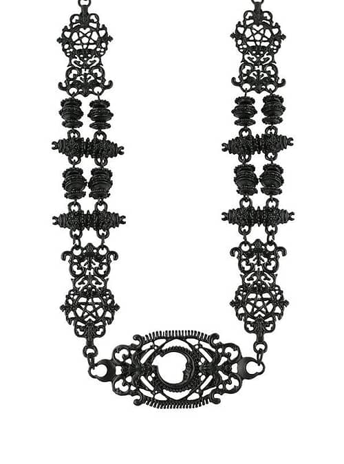 Black gothic necklace with old-fashion aged texture.