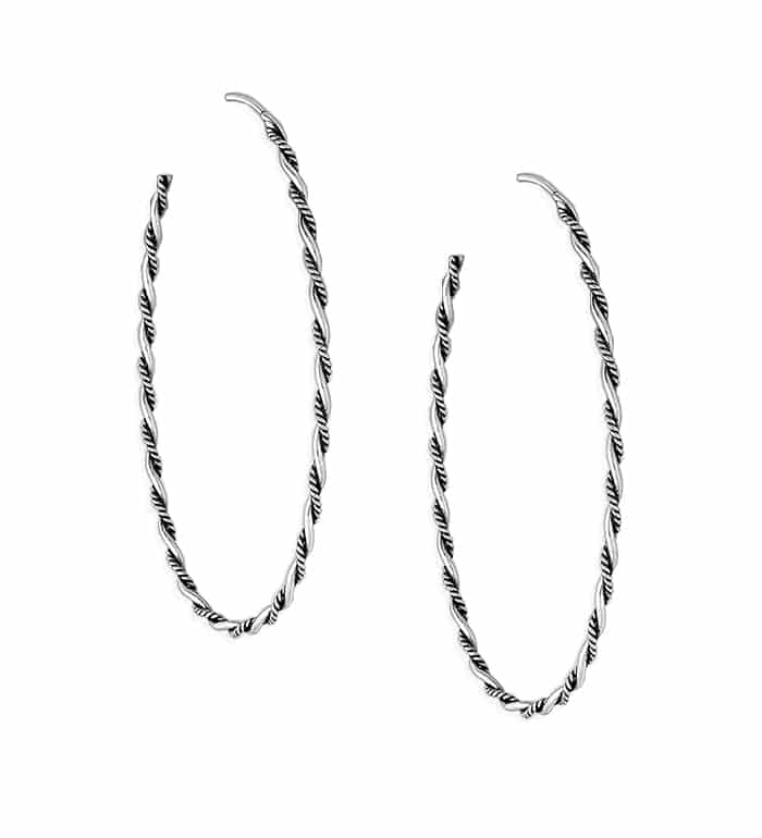 Twinned Braid Sterling Silver Hoop Earrings