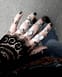 SIlver moonstone rings styled with black lace and denim flares