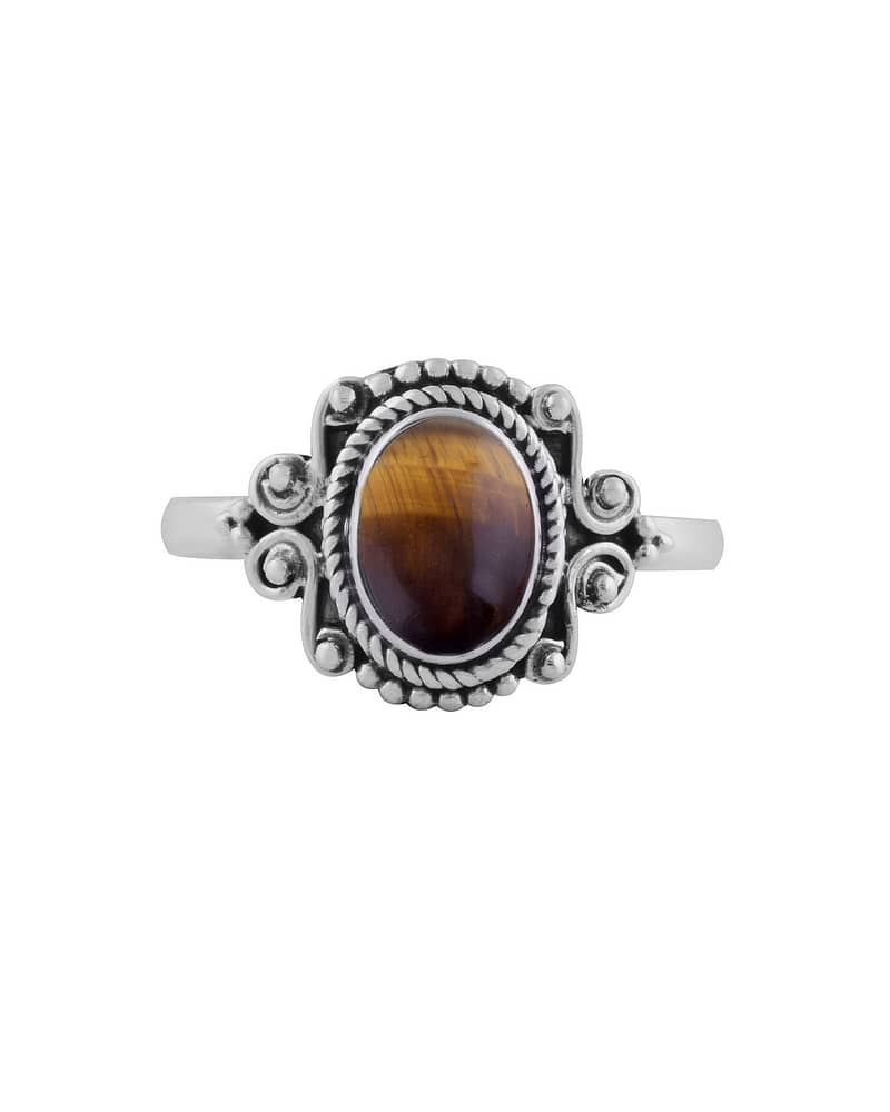 Aditi Tiger Eye Silver Ring