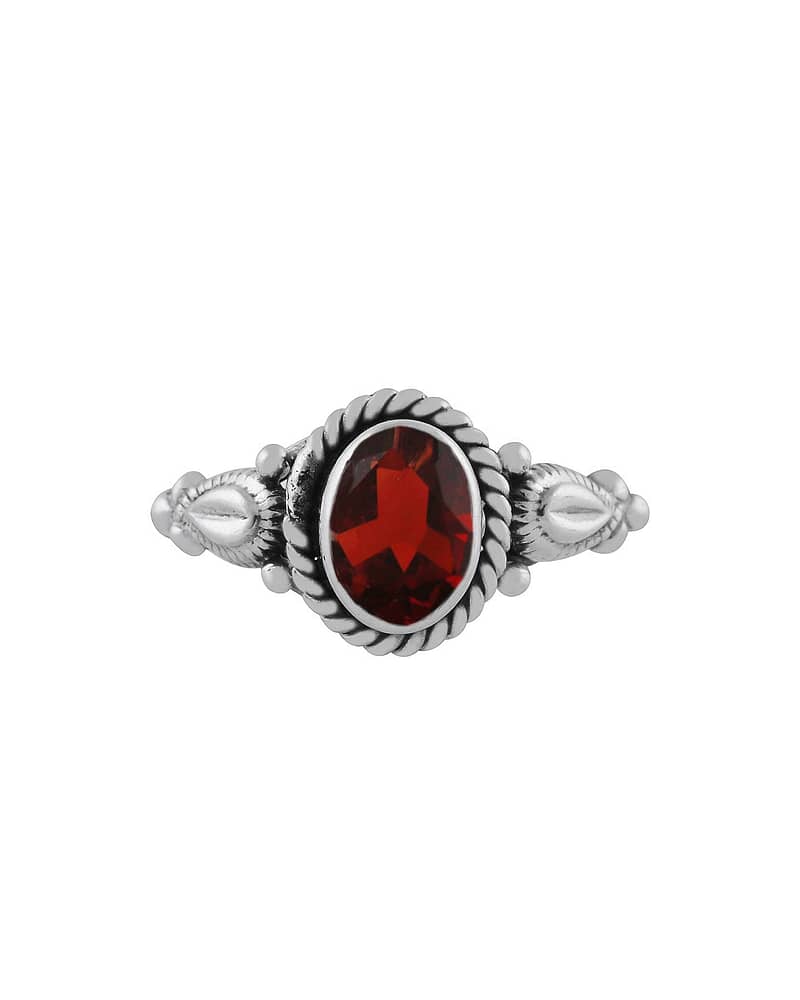 Ganya Garnet Cut Stone Silver Ring